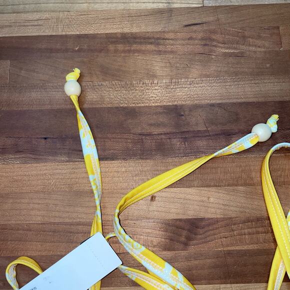 AQUA x Studio 189 Triangle pineapple Print Bikini Top yellow/white medium $68 - Picture 6 of 8